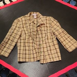 Norton McNaughton Vintage Olive color Plaid Shirt Size 4p. #12